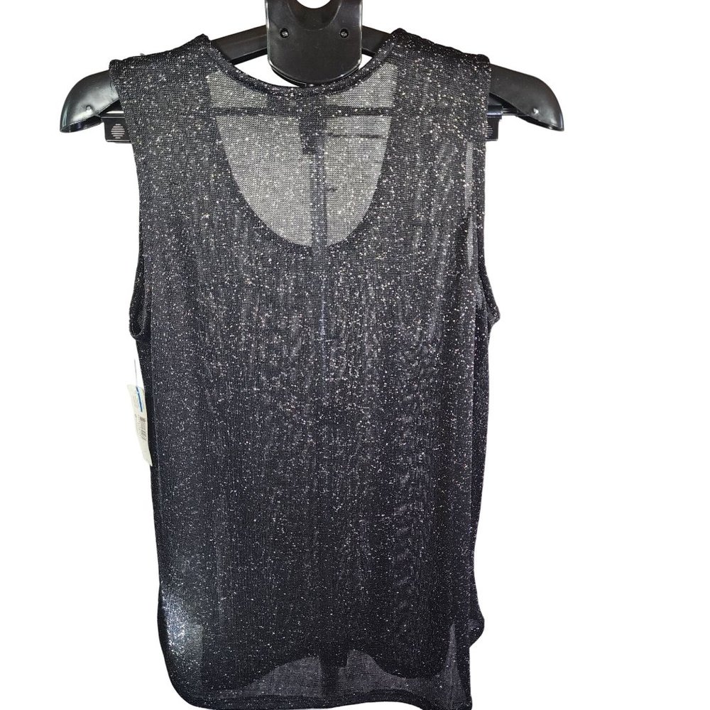 New Directions XL Sheer Shirttail‎ Tank Top Silver Embellished